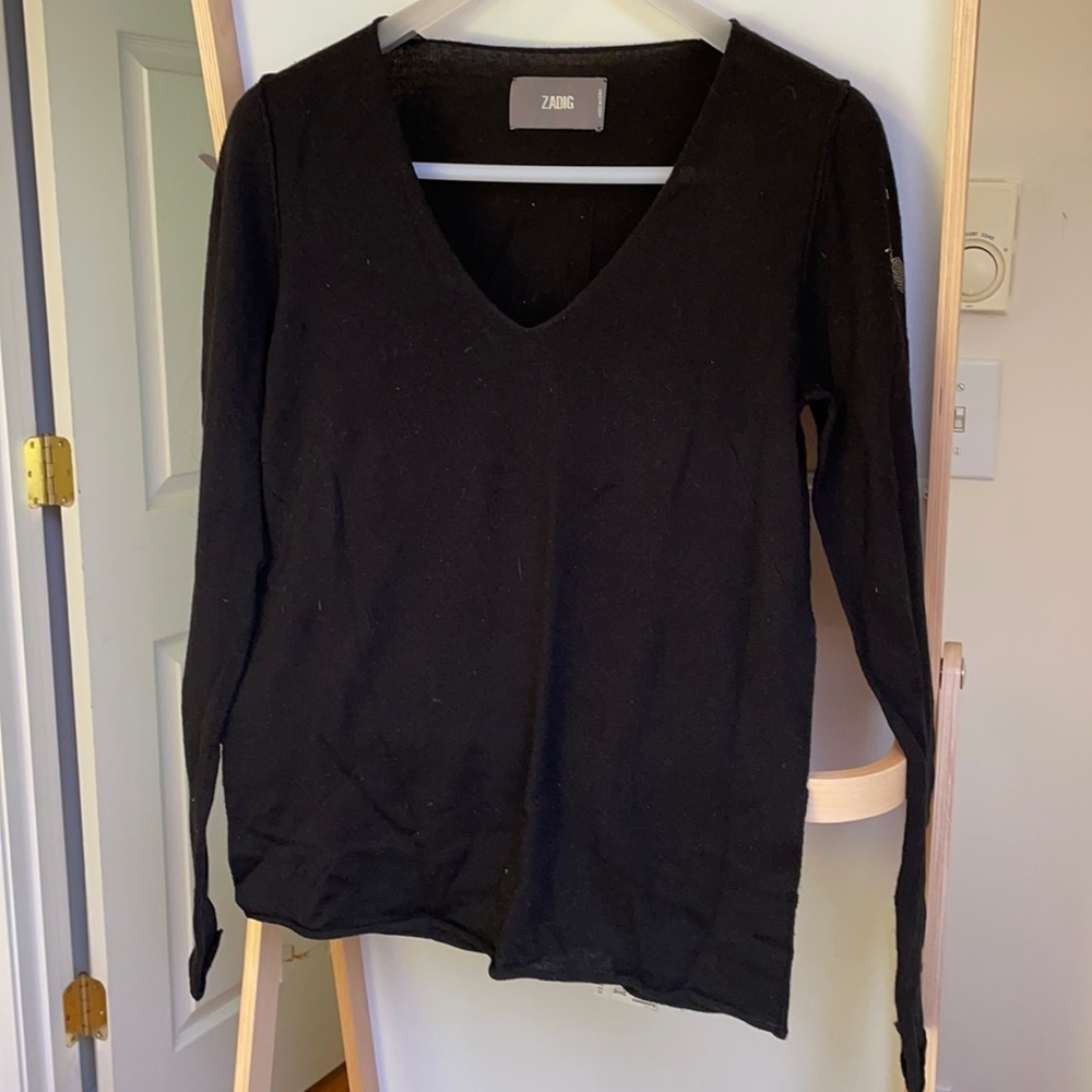 Wool thin black sweater. Zadig
